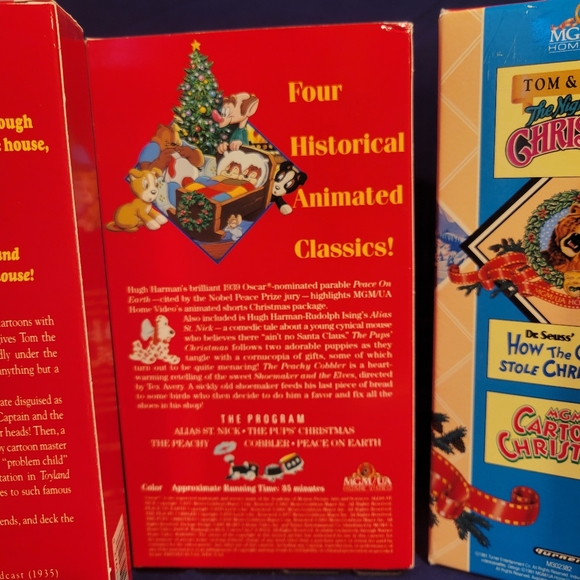 Vintage VHS 3 Movie Box Set 1991 MGM Cartoon Christmas Tom & Jerry The Grinch - Picture 11 of 16
